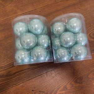 24 Aqua, glass, Christmas ornament, balls.